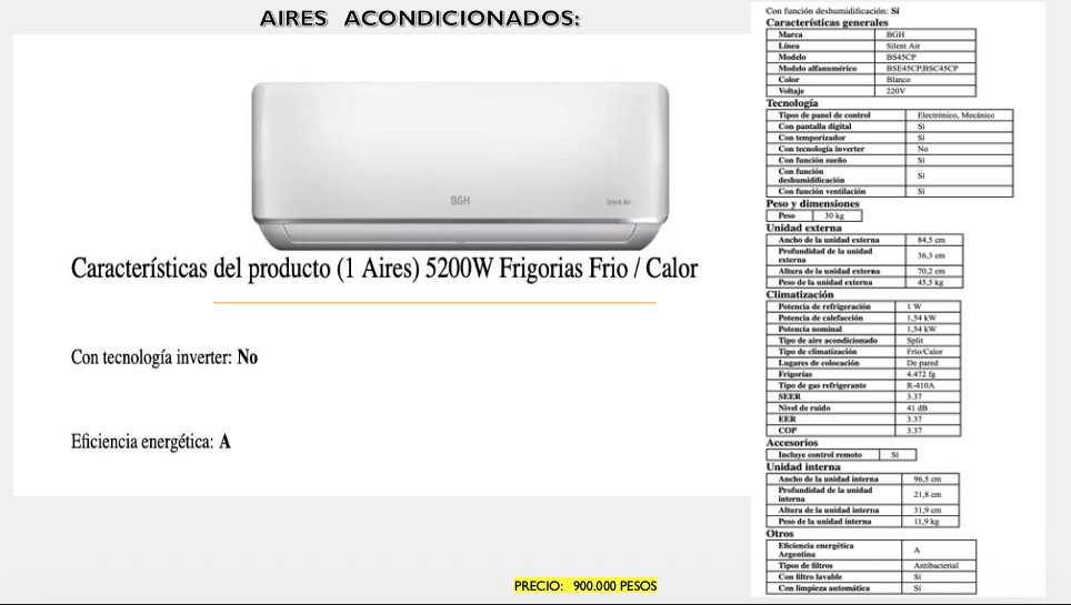 Aire Acondicionado BGH 5200W Split