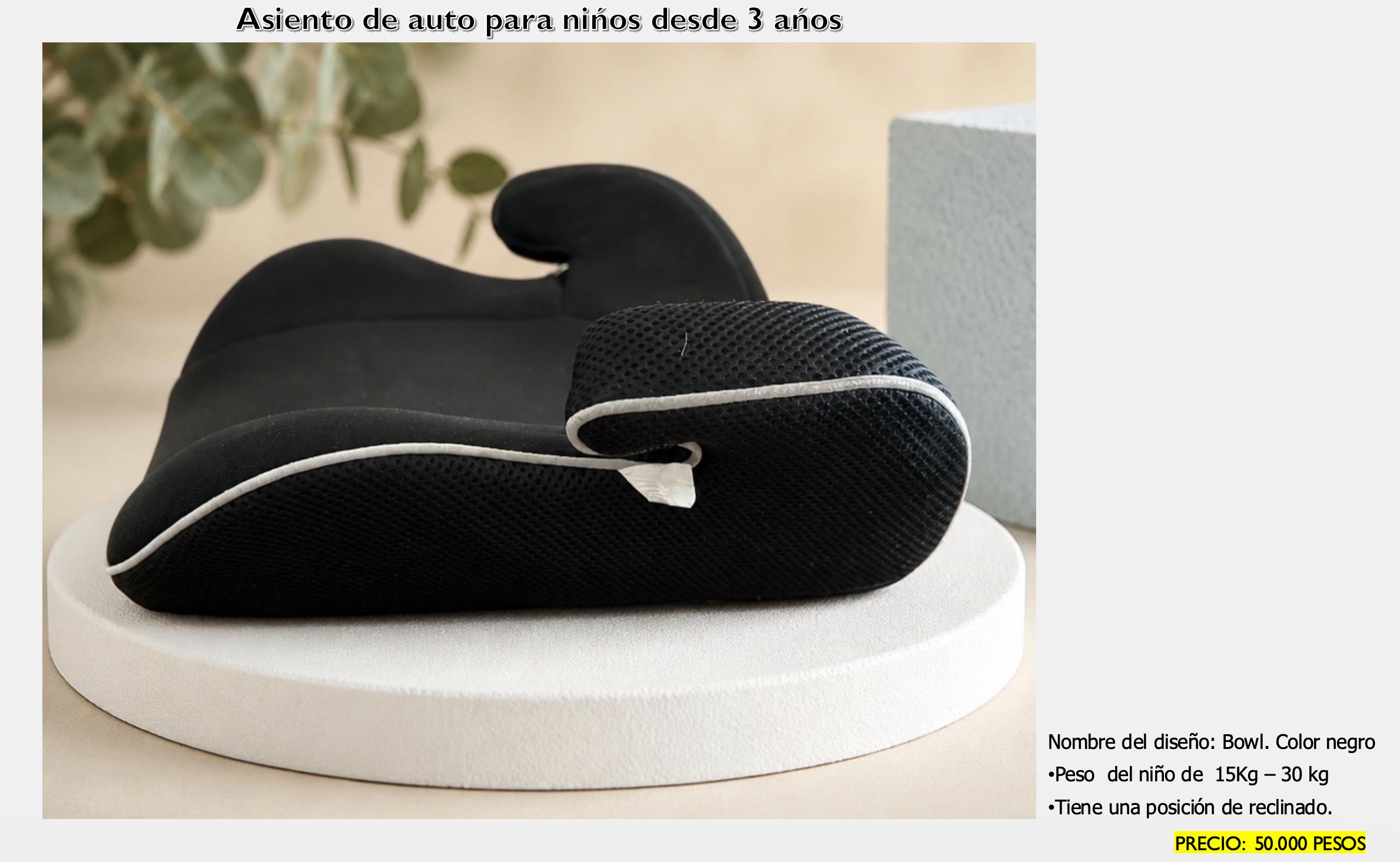 Asiento Auto Niños +3 años