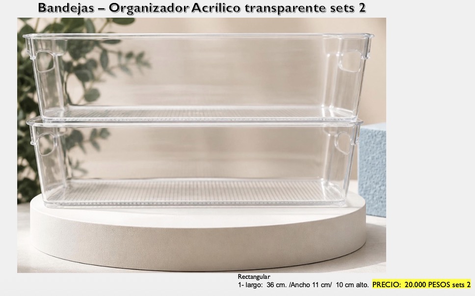 Bandejas Organizadoras Acrílico — set x2