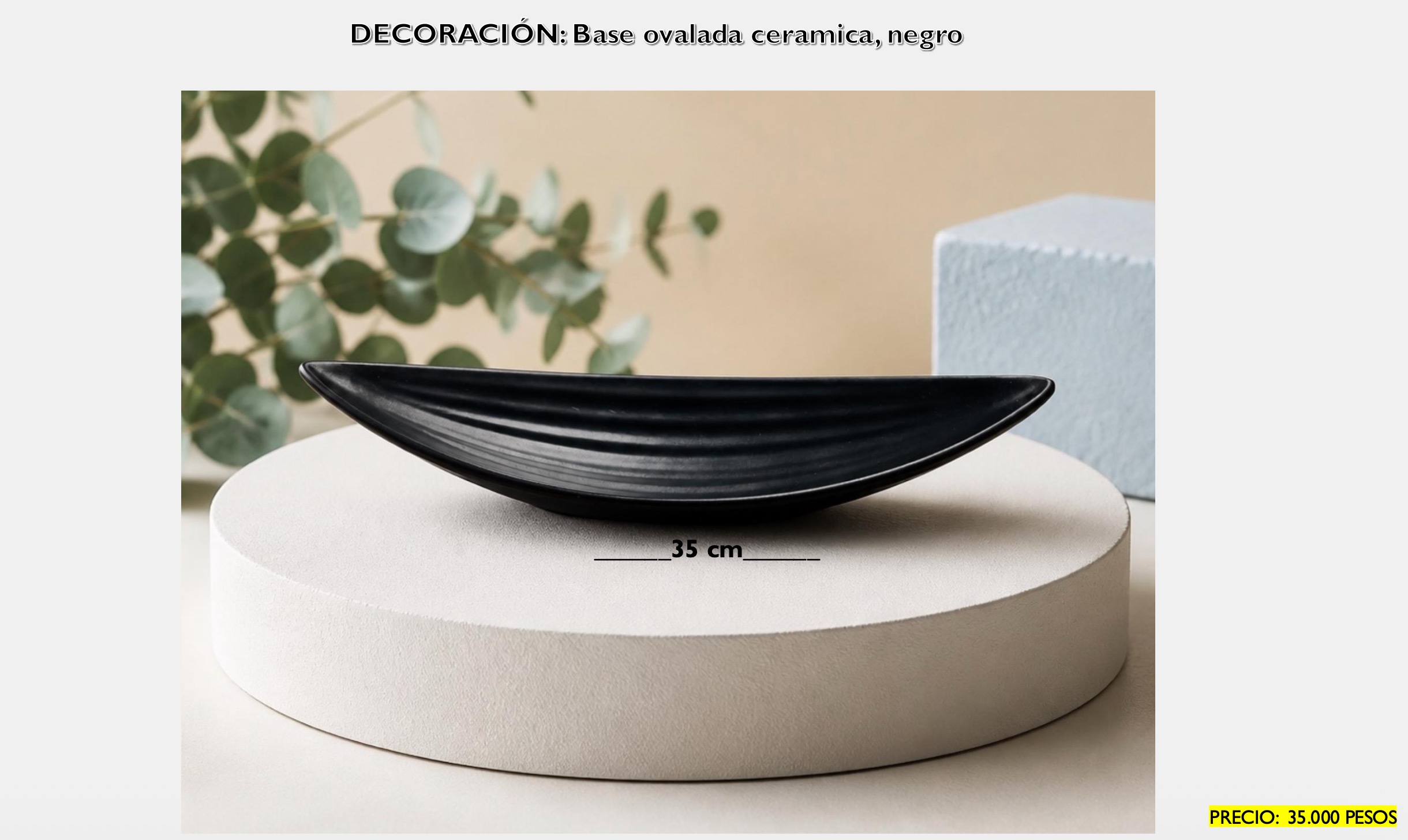 Base Ovalada Cerámica Negra