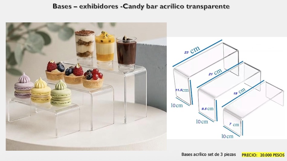 Bases Exhibidoras Acrílico — set x3