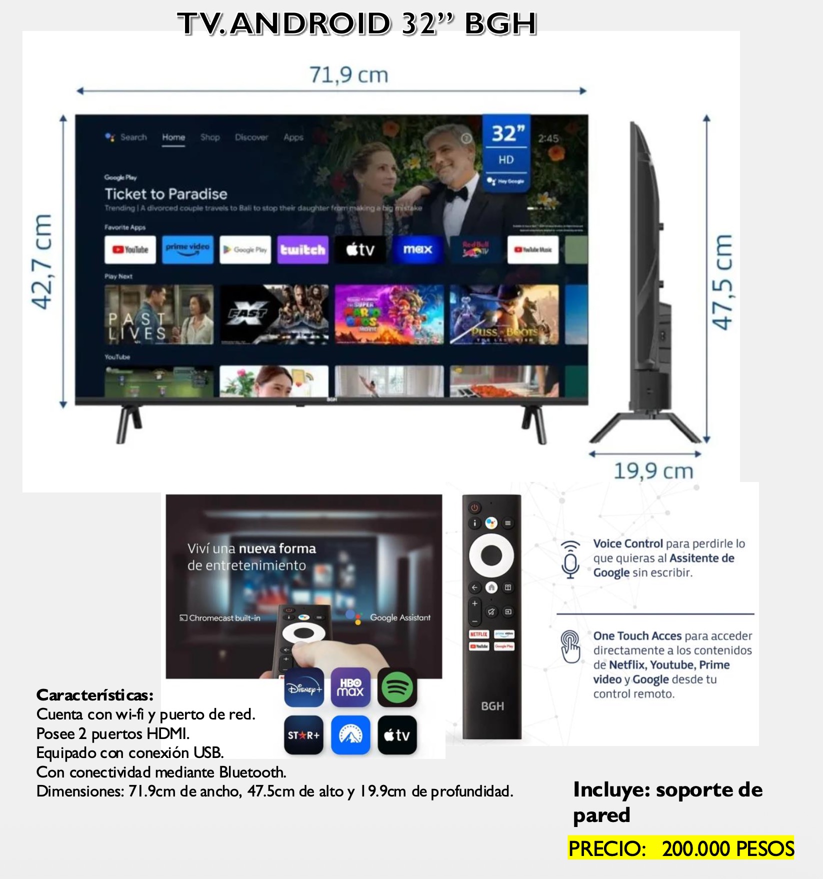 TV Android BGH 32 pulgadas