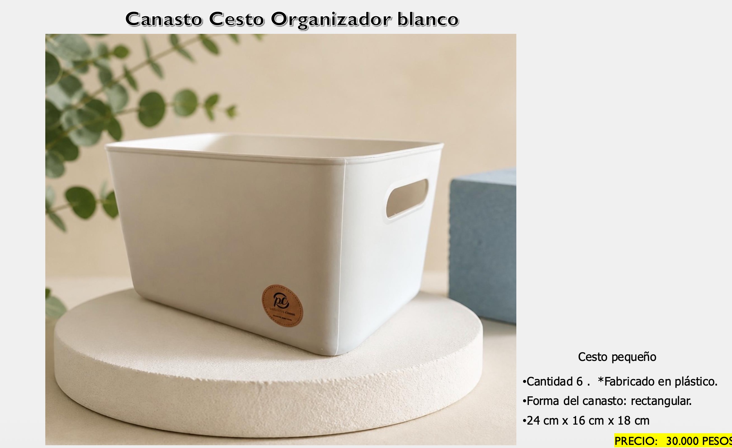 Canasto Cesto Blanco