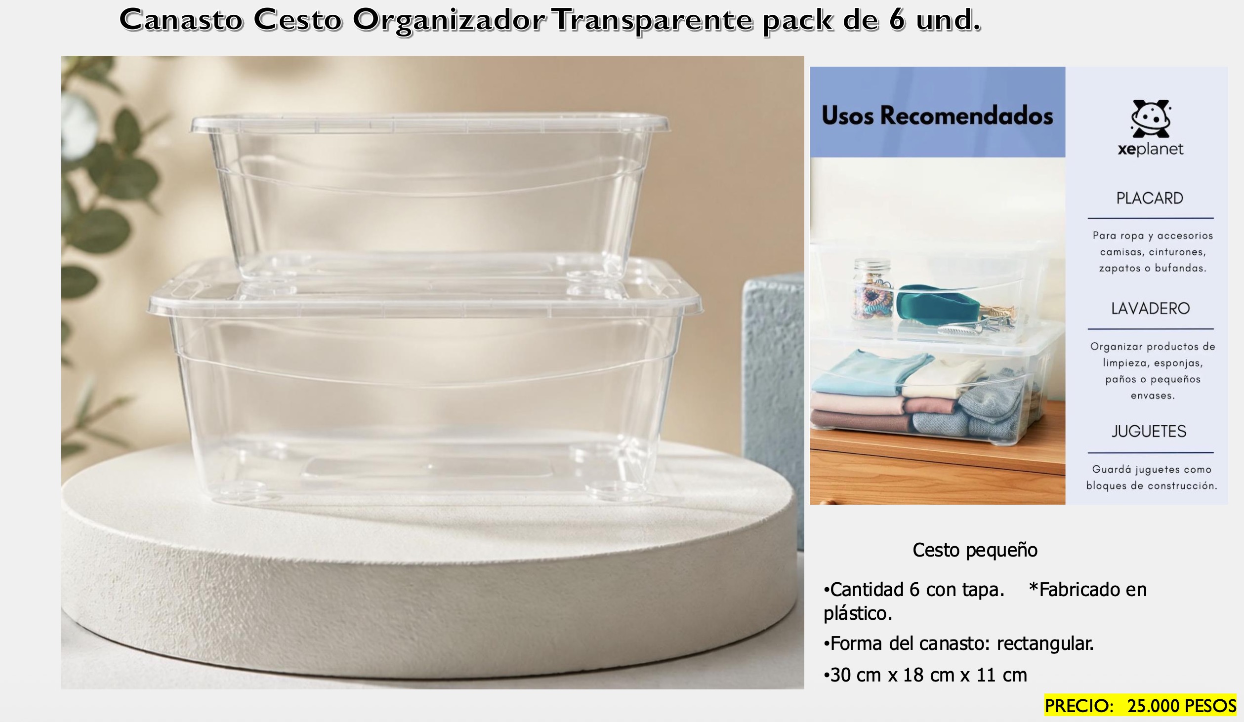 Canasto Cesto Transparente