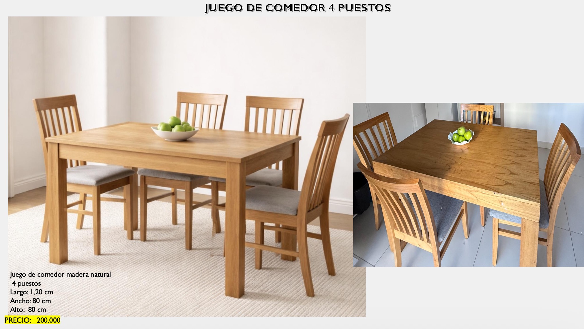Juego de Comedor 4 Puestos