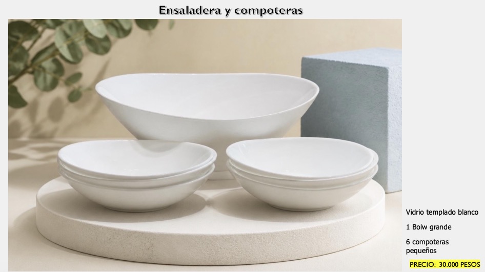 Ensaladera y Compoteras