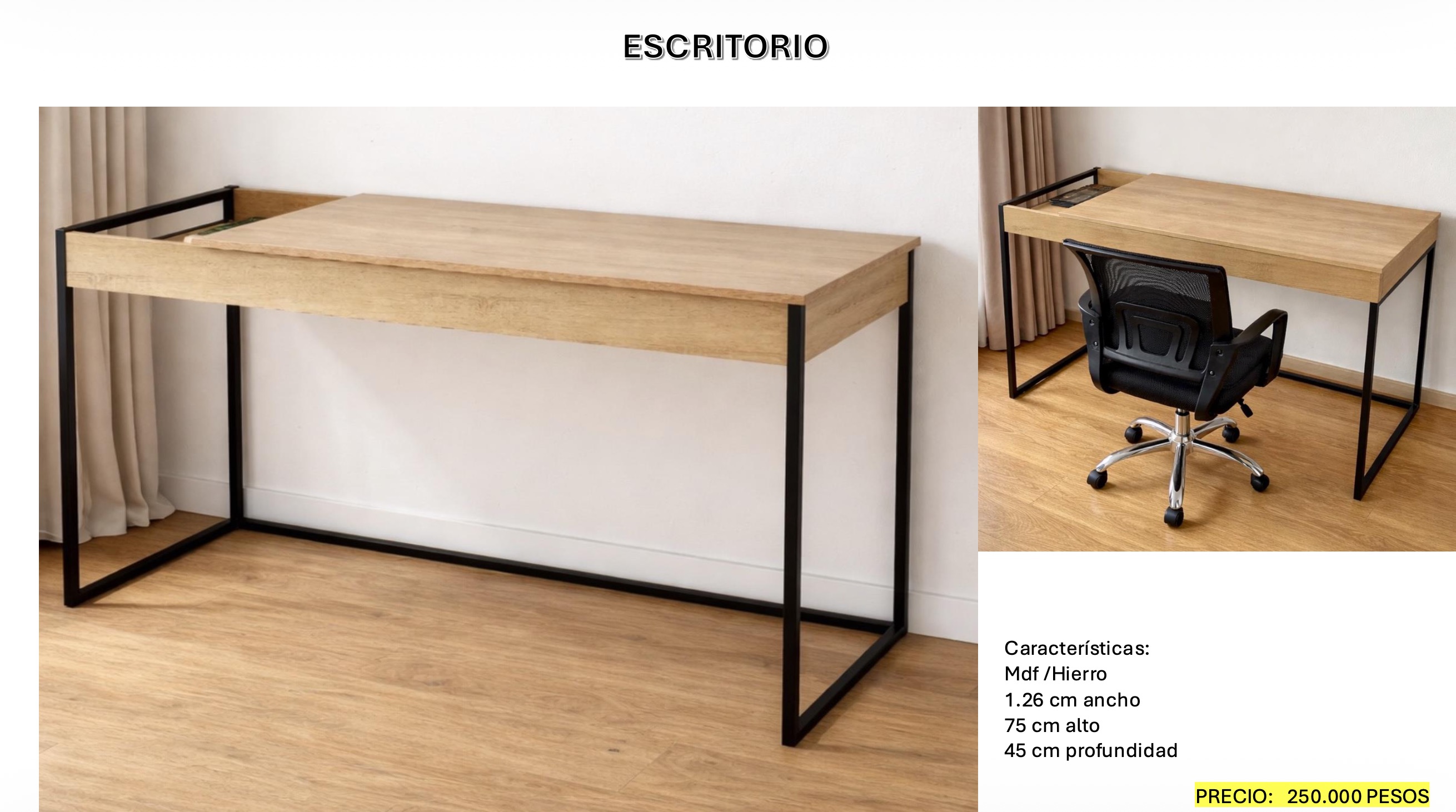 Escritorio MDF / Hierro