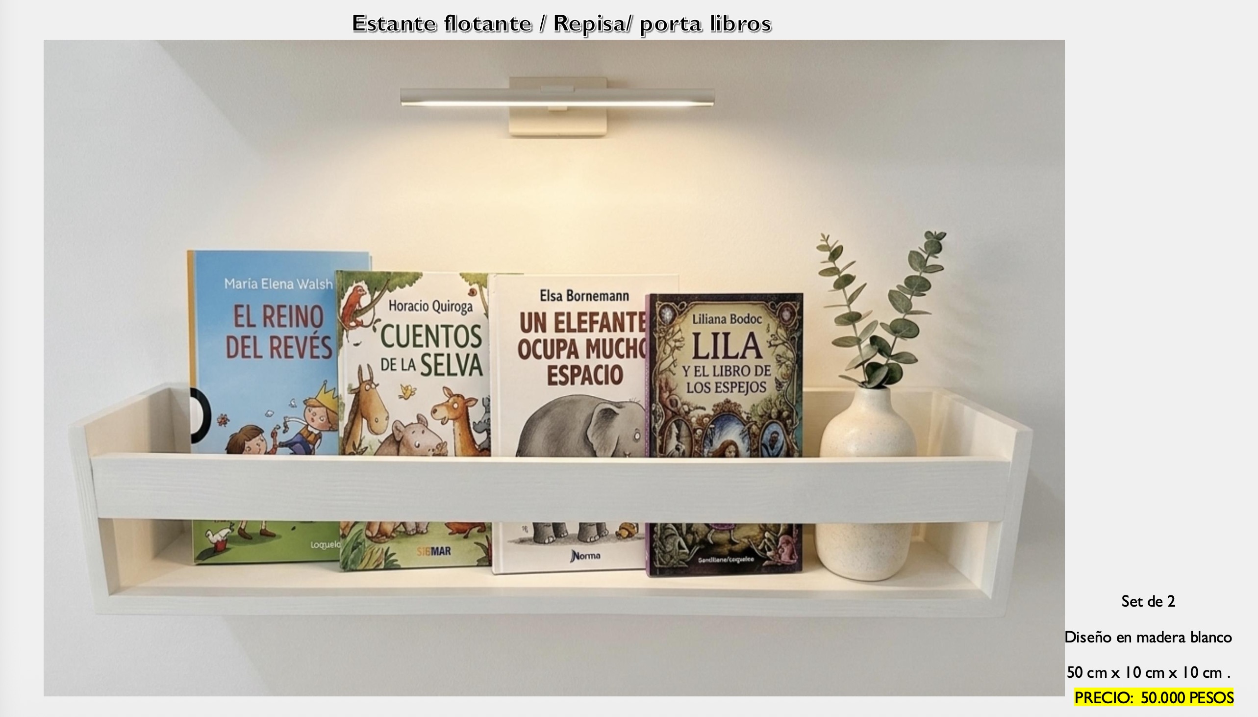 Estante Flotante Porta Libros 50cm