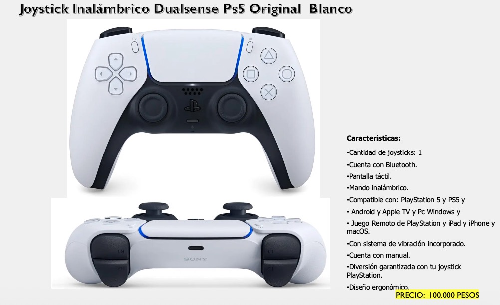 Joystick Inalámbrico DualSense PS5 Original Blanco