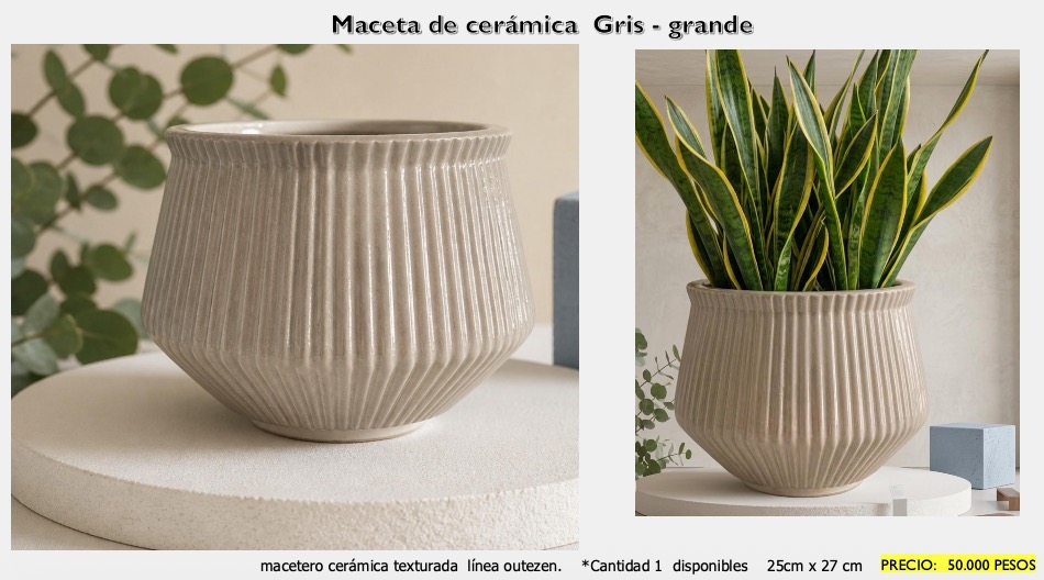 Maceta Cerámica Texturada — Grande