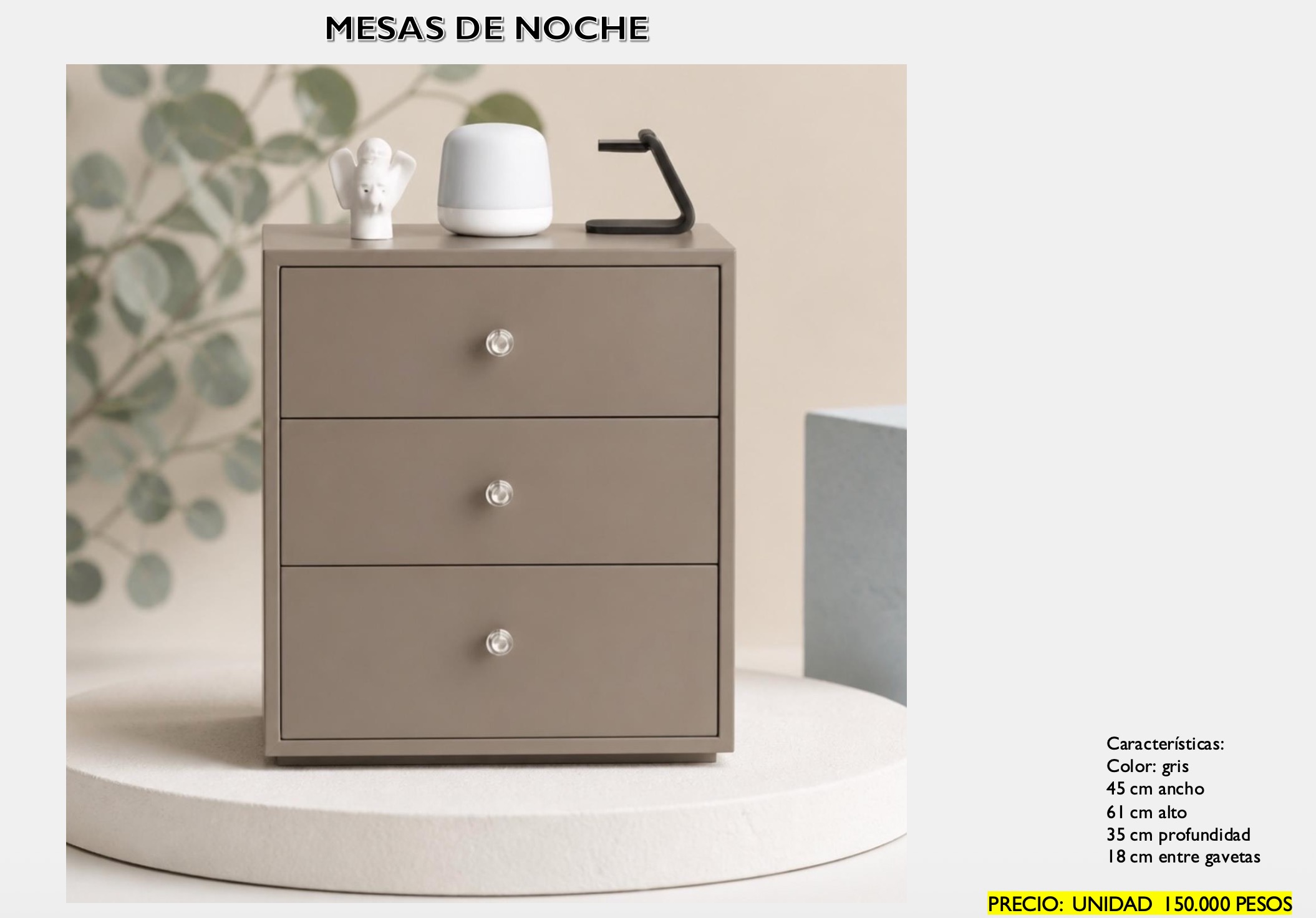 Mesa de Noche Gris