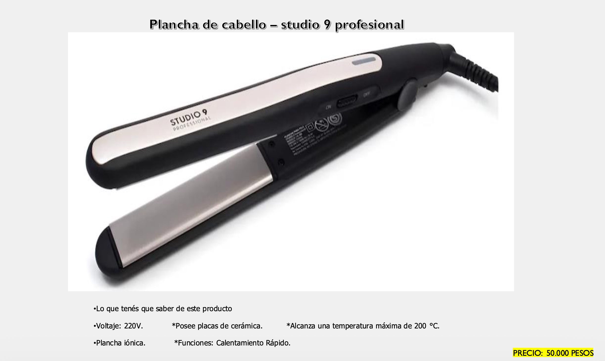 Plancha de Cabello Studio 9