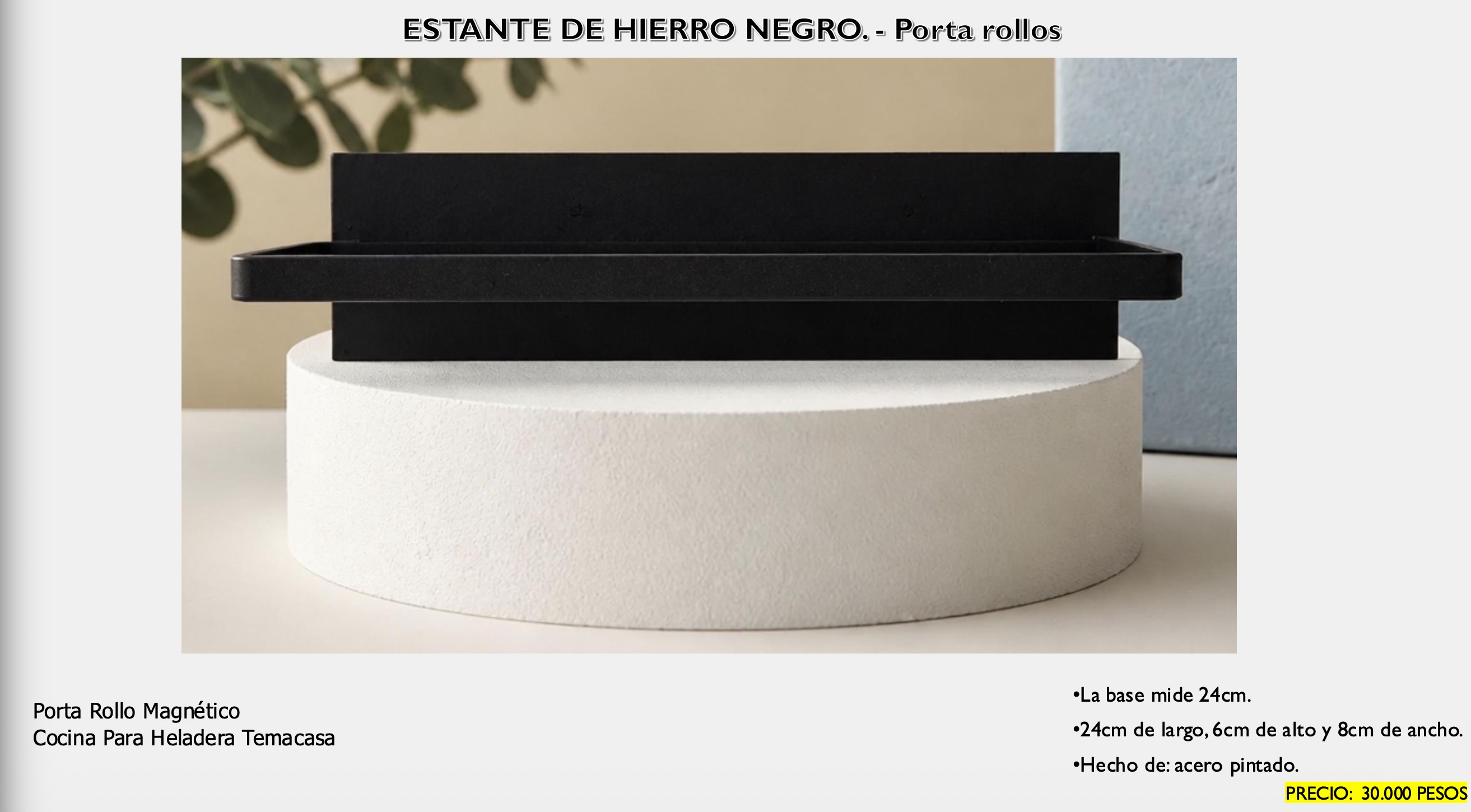 Porta Rollos Magnético Hierro