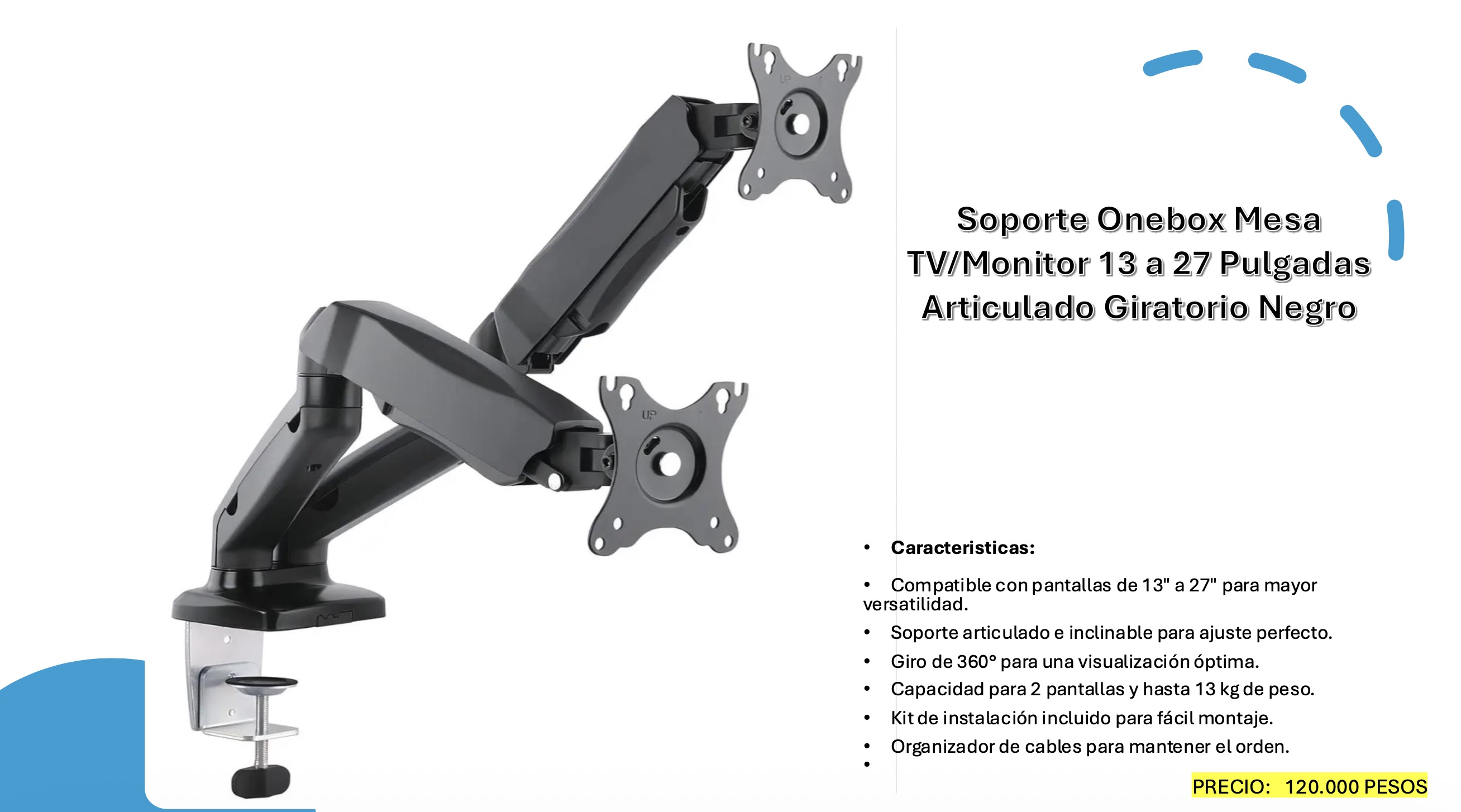 Soporte Onebox Doble — 2 Pantallas