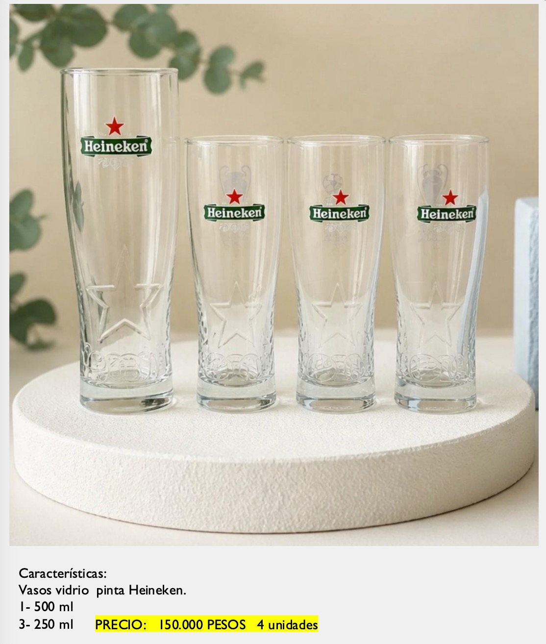 Vasos Pinta Heineken